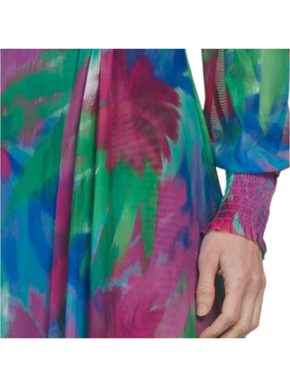 LONDON TIMES Shirred Surplice Faux Twist Bishop Sleeve Maxi Dress - Picture 5 of 6